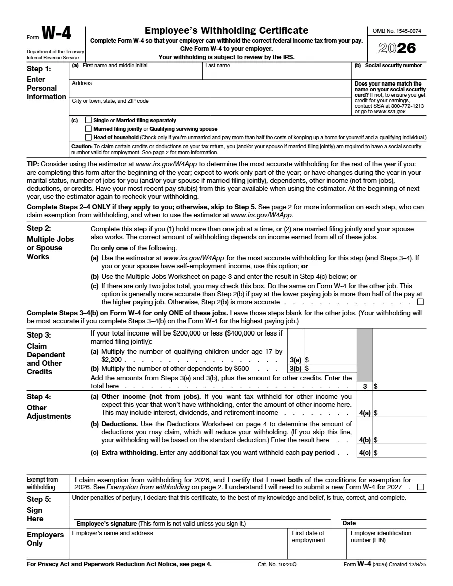 Form W-4, page 1