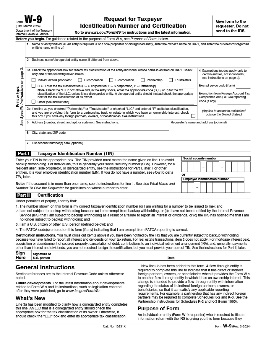 Form W-9, page 1